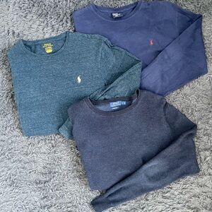 Men Size Large Polo Ralph Lauren Navy Blue Long Sleeve T-shirt Bundle